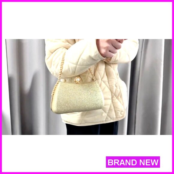 Glitter Shiny Clutch Evening Bag Elegant Formal Wedding Party Purse